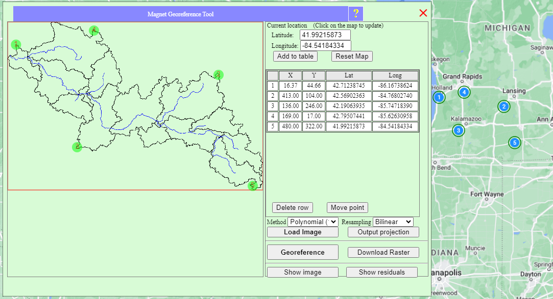 Georeferencing interface