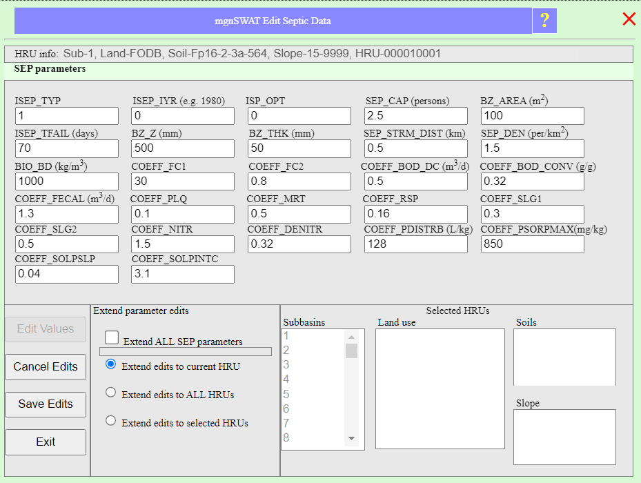 Edit chemical soil data