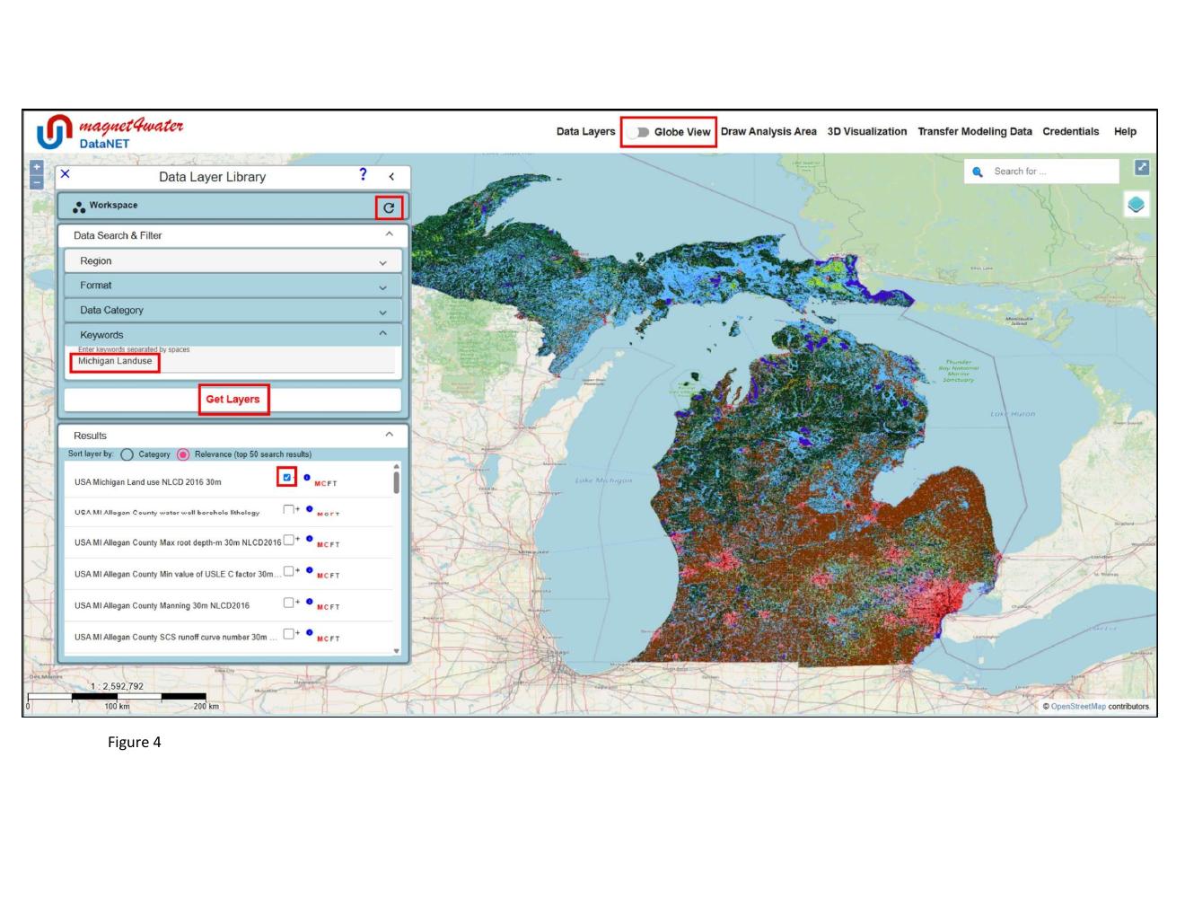 Figure 4 — USA Michigan Land use layer selected in the Data Layer Library