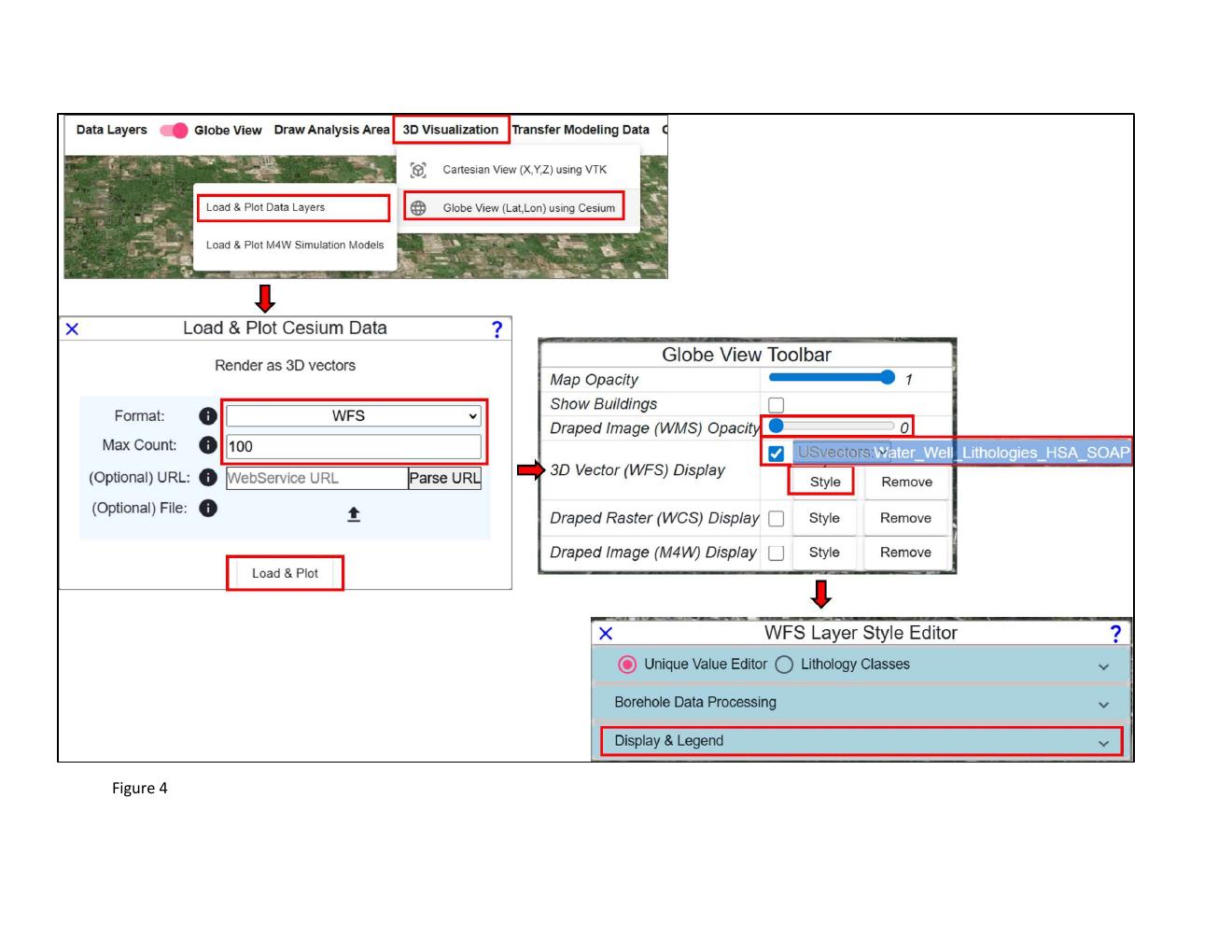 Figure 4 — WFS Layer Style Editor just after loading the boreholes into Globe View