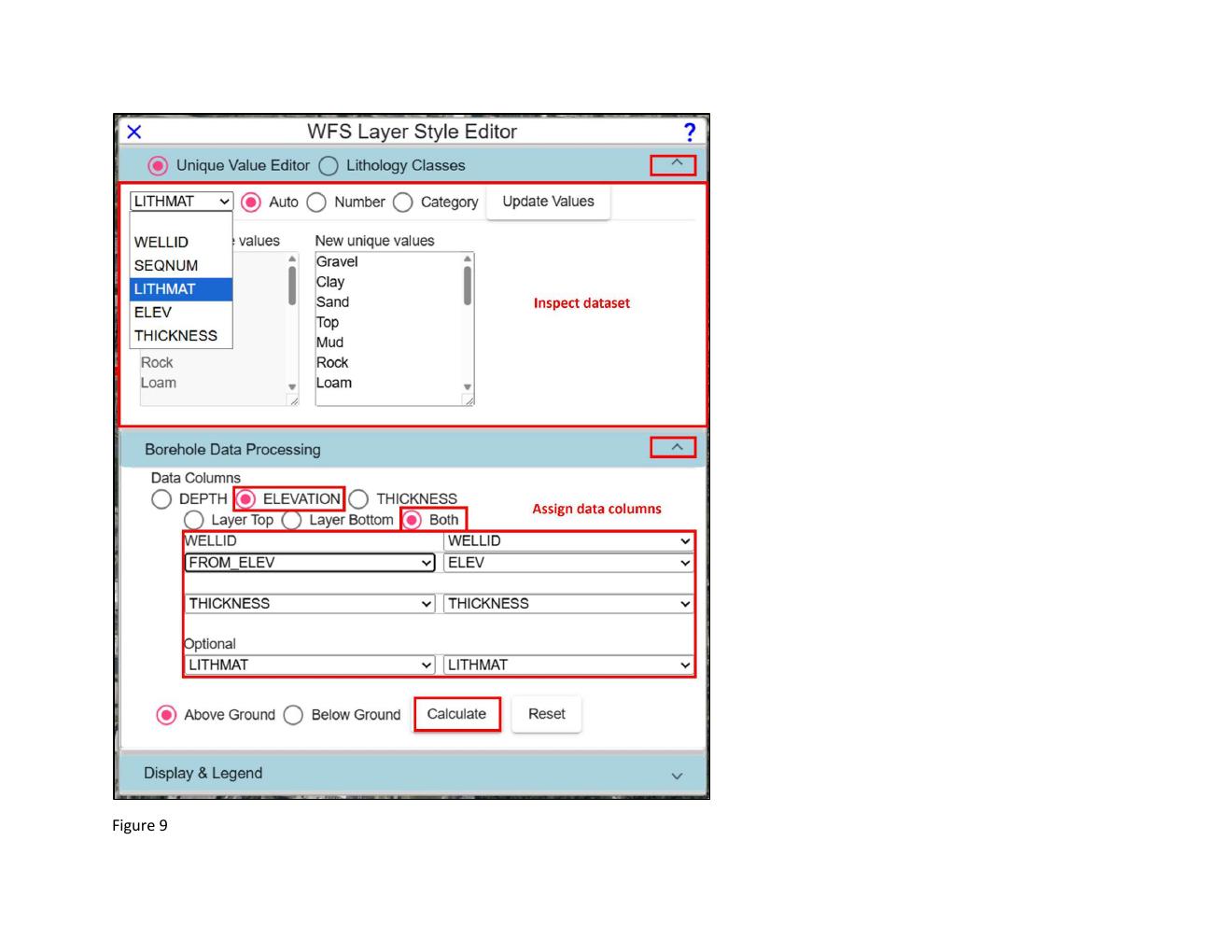Figure 9 — Unique Value Editor showing distinct values for each attribute of a non-standard borehole dataset
