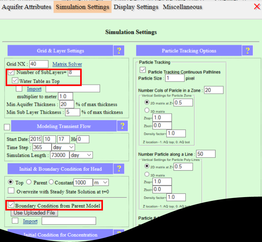Monitoring well added downstream of spill site with Well Input Options menu showing Monitoring Well option checked
