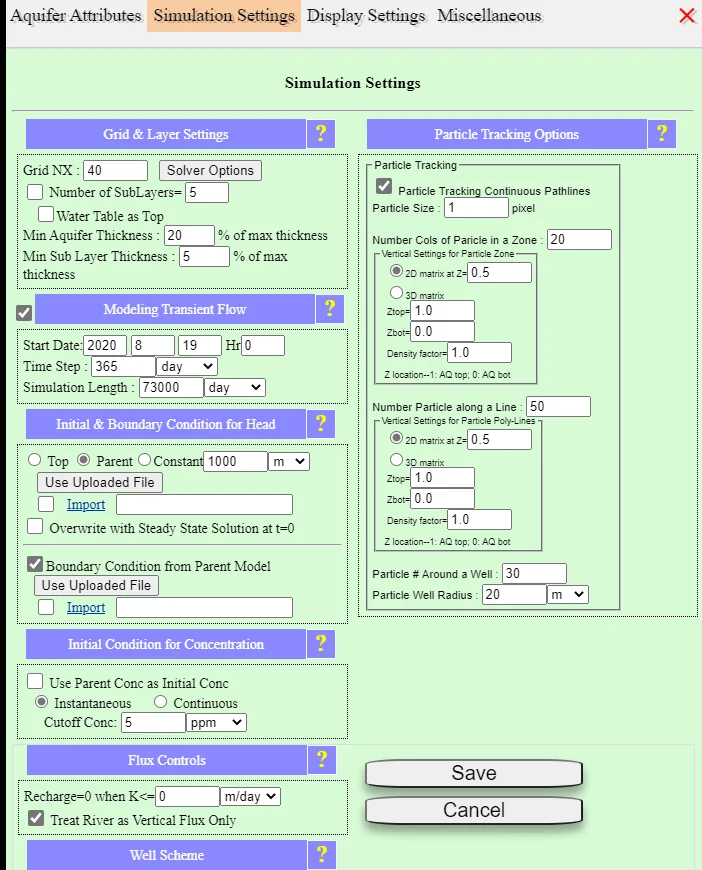 Window for enabling unsteady flow modeling, and using the previous (parent) steady model simulation results as the initial condition.