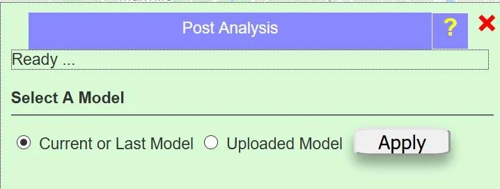 Selection of model results for presentation of transient results.
