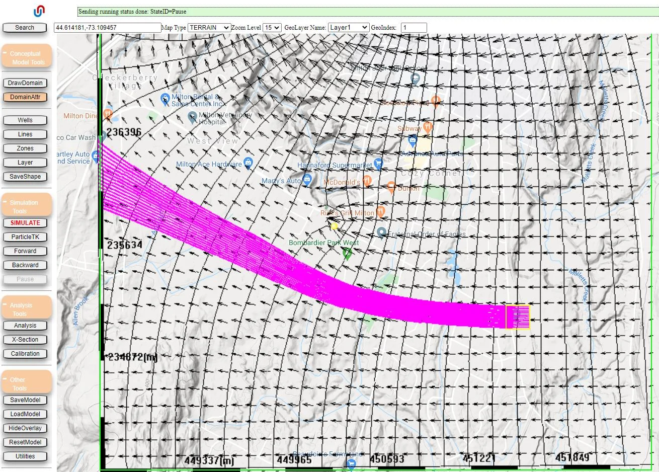 Dispersivity section of the Aquifer Attributes dialog showing the activation flag and the three dispersivity coefficient fields for longitudinal, transverse horizontal, and vertical dispersion