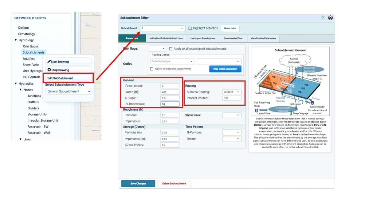 Figure 5 β Subcatchment Editor: select subcatchment by ID