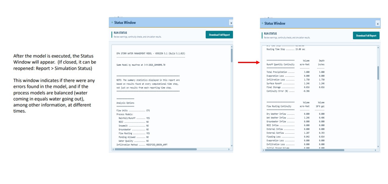 Figure 26 β Simulation status window: error check and mass balance
